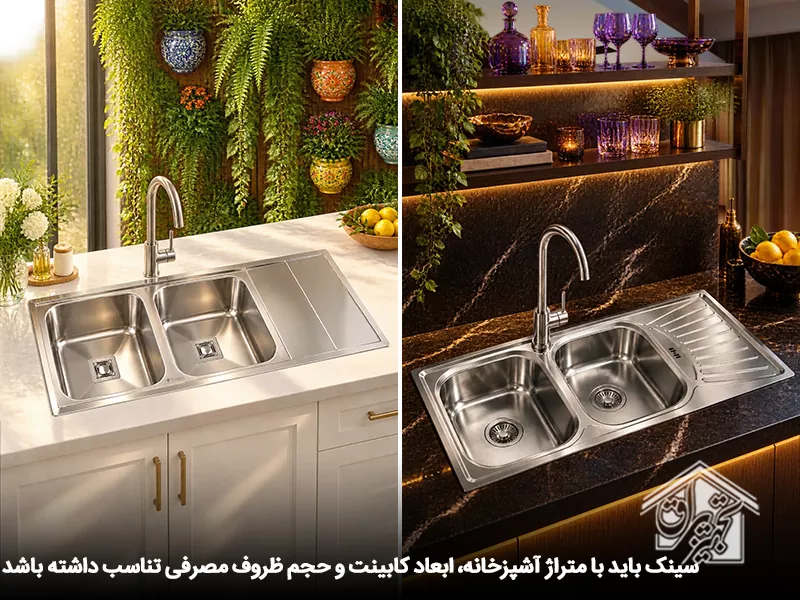 تناسب ابعاد سینک ظرفشویی با متراژ آشپزخانه