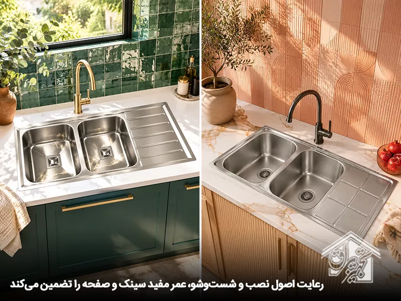 رعایت اصول نصب و شستشو انواع سینک ظرفشویی