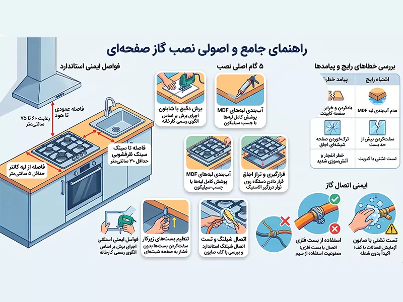 طریقه نصب گاز صفحه ای روی کابینت